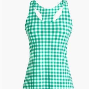 J Crew Active Dress in Green Gingham Print | Size 2X plus preppy cute tennis NEW